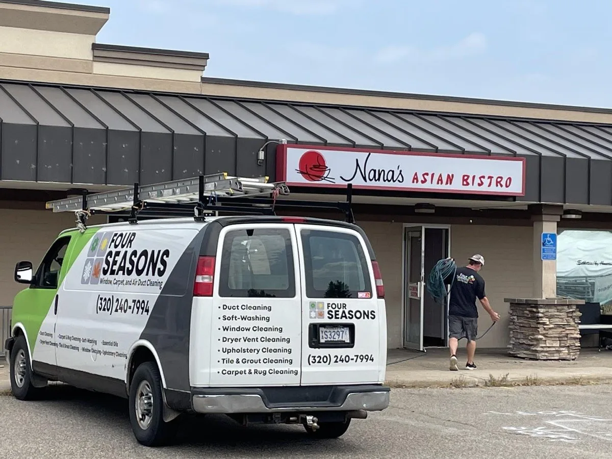 Professional cleaning equipment set up and ready for service