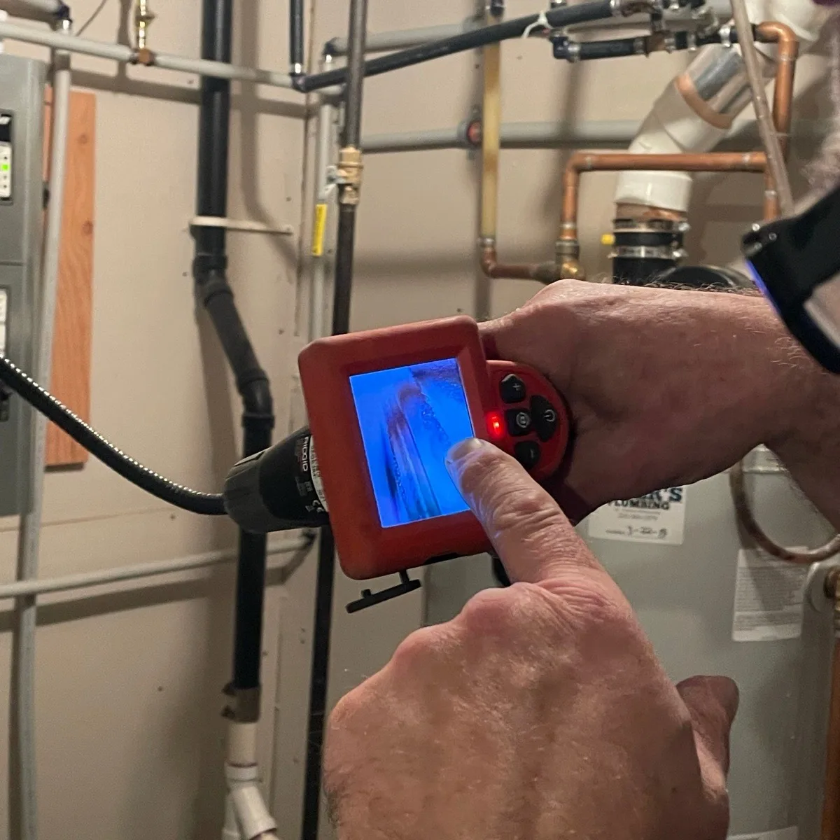 Camera inspection view inside HVAC ductwork