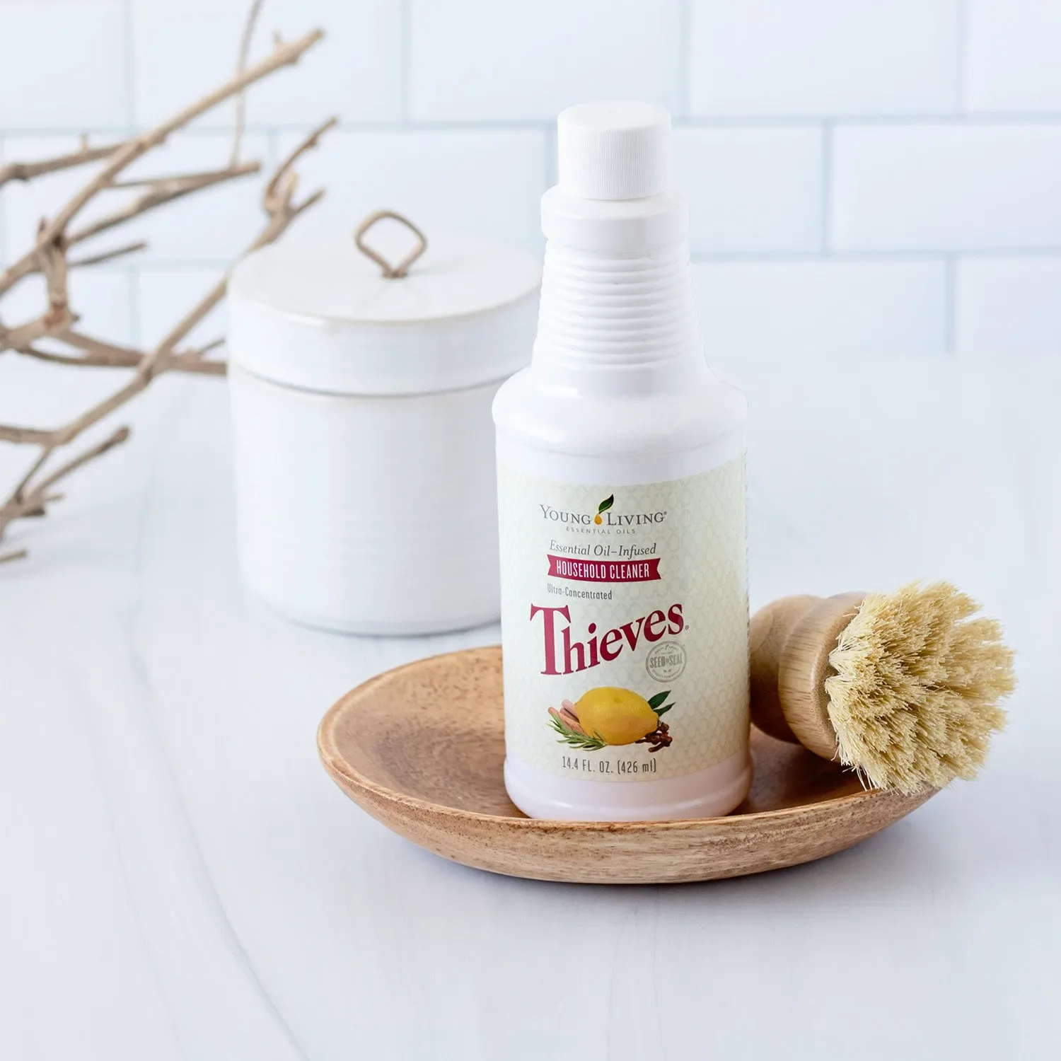 Young Living Thieves Cleaner concentrate — the plant-based solution used by Four Seasons for all cleaning services